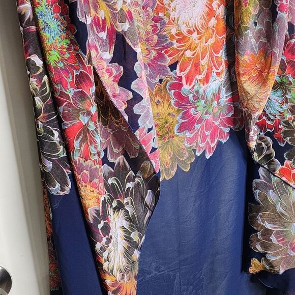 Kimono multicolor floral sleeveless boho s/m - Picture 3 of 3